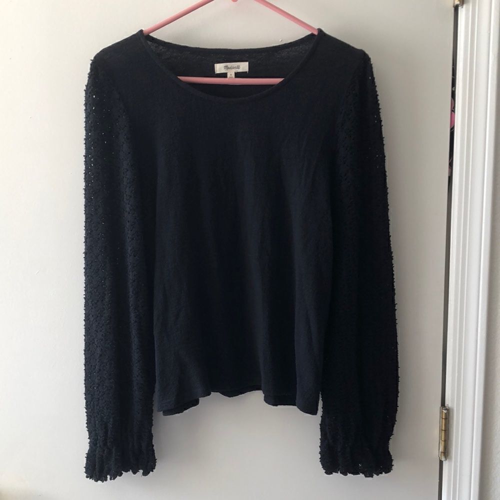Madewell Linzar Crepe Lace Ruffle Sleeve Top Size M Top Like New